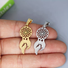 Stainless Steel Dream Catcher Feather Charm Pendant Necklace For Man