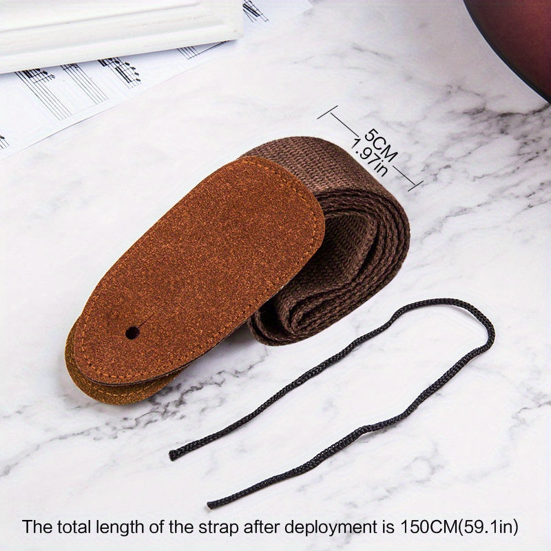 Leather Woven Wooden Guitar Strap Folk Electric Classical Guitars