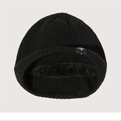 Men's Casual Velvet Knitted Hat Windproof Warm Woolen Hat