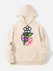 Cartoon Flower Print Hoodie for Men