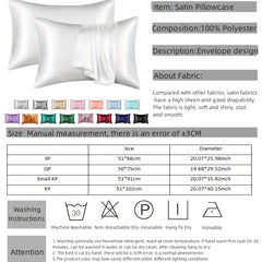 2 Pcs Solid Satin Pillowcases Envelope Closure All Seasons