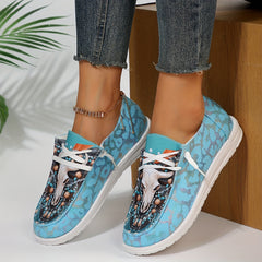 Women's Bull Head Print Low Top Walking Shoes Lightweight Casual Travel Shoes
