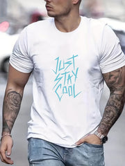 Just Stay Print Men's Graphic Crew Neck Active T shirt