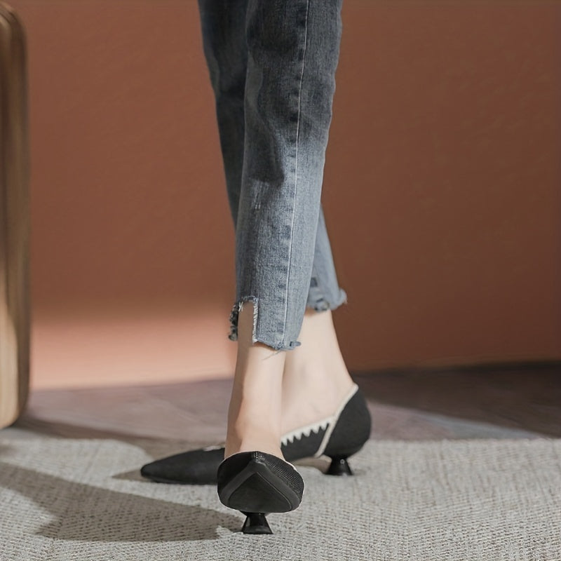 Women's Knitted Low Heels Comfort Slip On Shoes