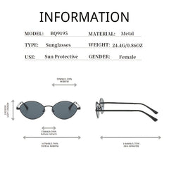 Oval Frame Vintage Sunglasses Gradient Metal Sunglasses for Women