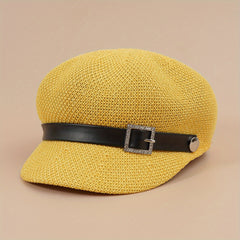 Hollow Out Beret Solid Breathable Newsboy Hat British Style Octagonal Hats