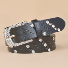 Women's Rhinestone Inlaid Casual Waist Belt