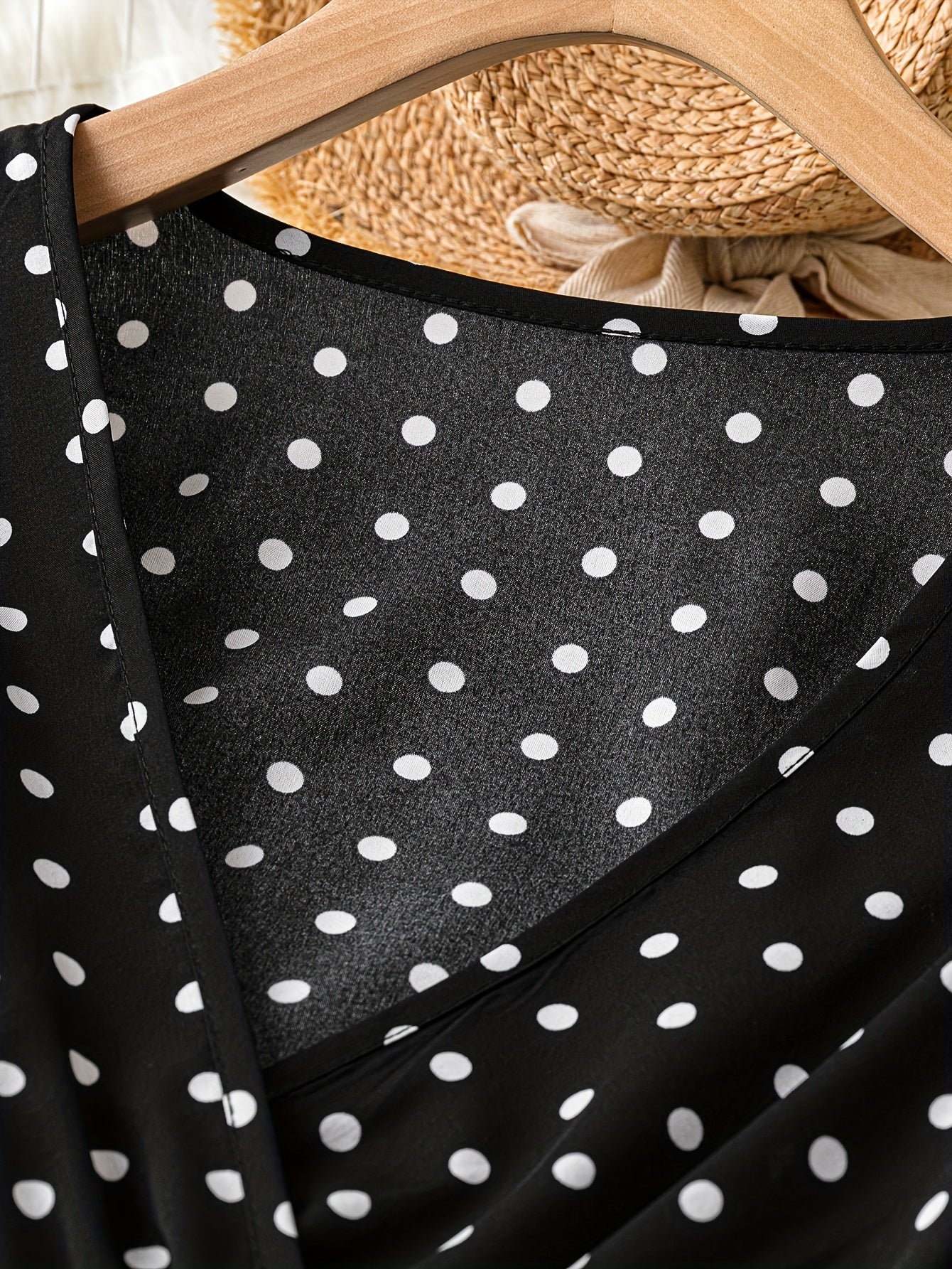  Polka Dot Long Sleeve Dress With Belt