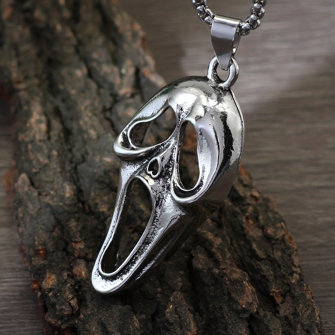Screaming Skull Mask Punk Pendant Necklace Men Jewelry Gift