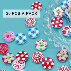 Bohemian Y2K Flower Wooden Buckle Mixed Round Print Wood Button