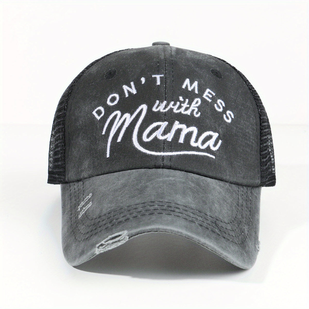 Don't Mess With Mom Ripped Ponytail Baseball Cap
