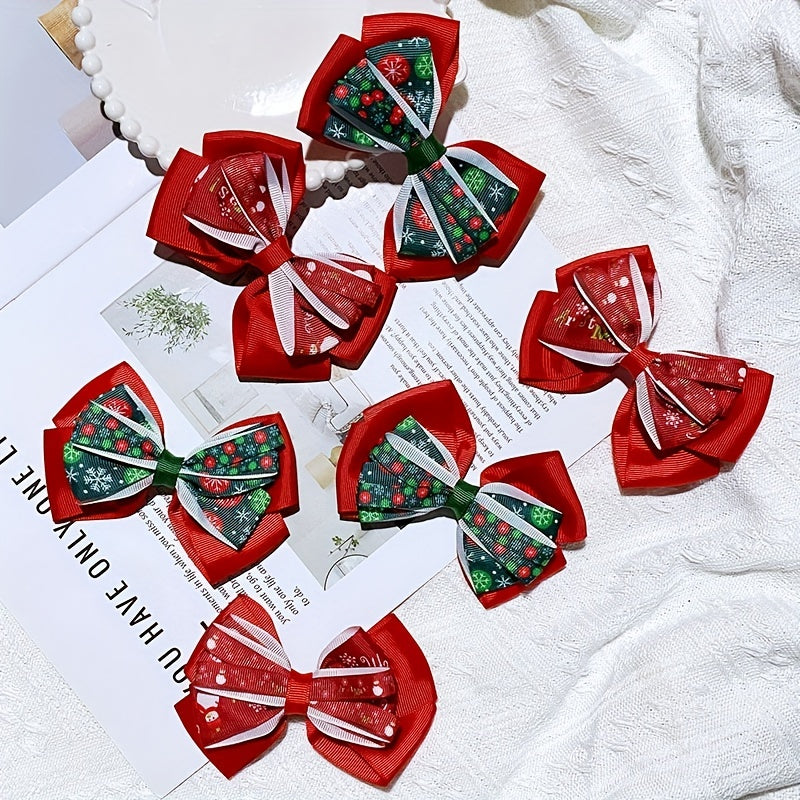 Christmas Hair Clip Bow Decor Duck Billed Clip For Side Hair Bang Braids
