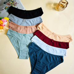 8pcs Solid Bow Tie Briefs Women's Lingerie Underwear
