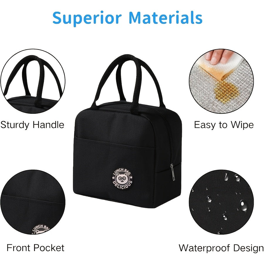 Cute Bear Lunch Bag Insulated Durable Zippered Cooler for School