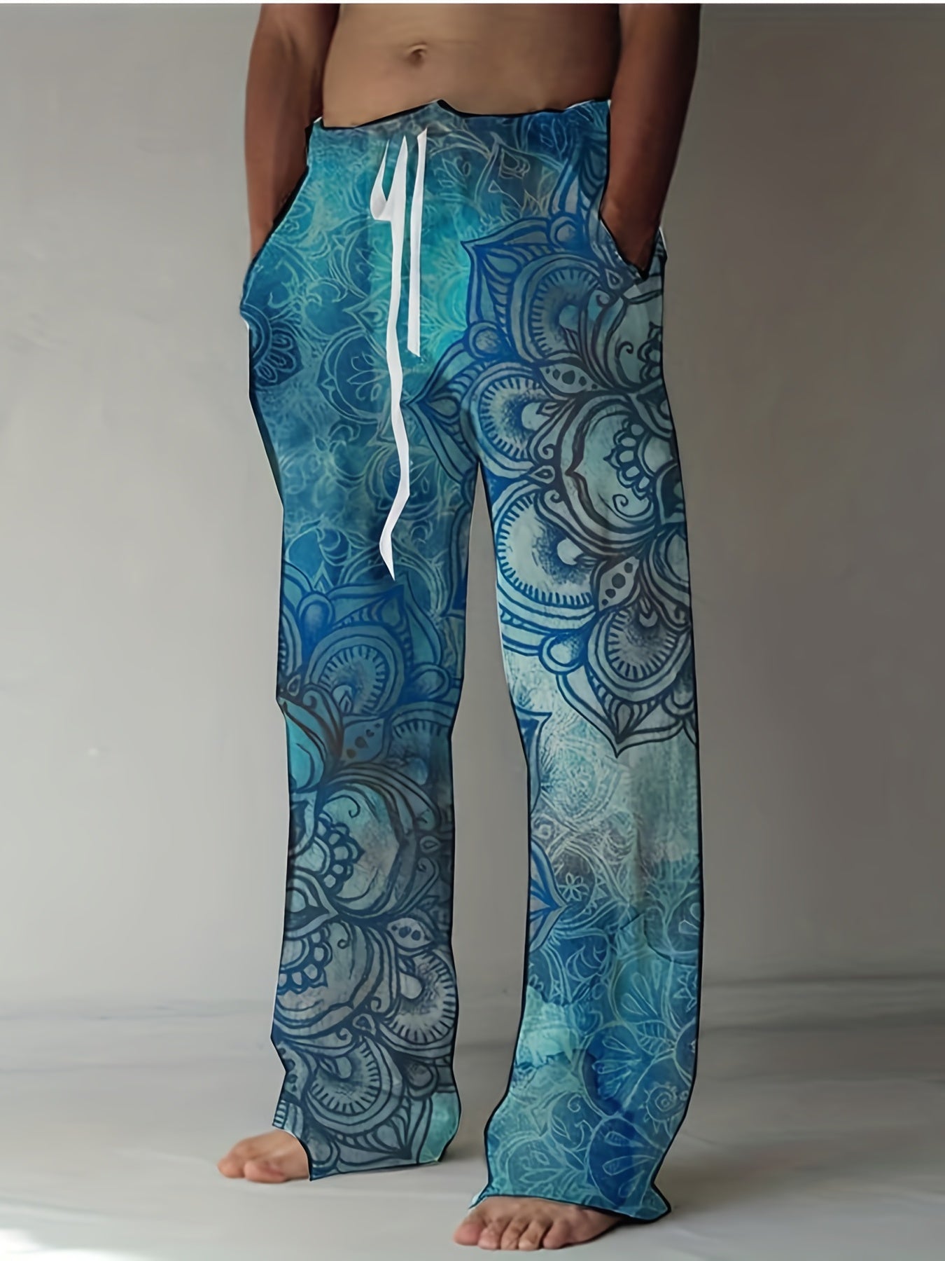 Skull Pattern Wide Leg Pants Men s Street Style Casual Allover Print