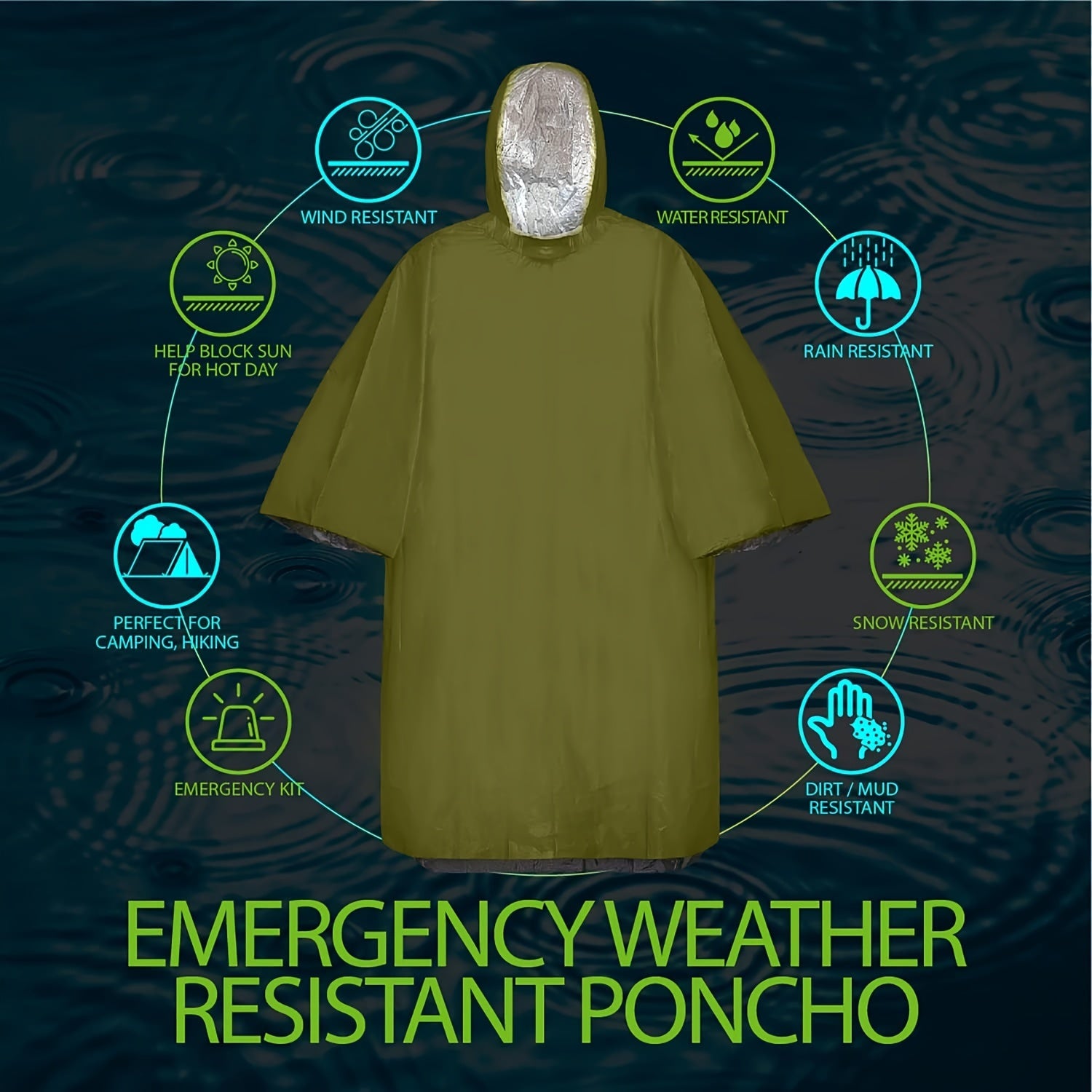 4pcs Emergency Rain Poncho Retains 90 Body Heat Reusable Raincoat