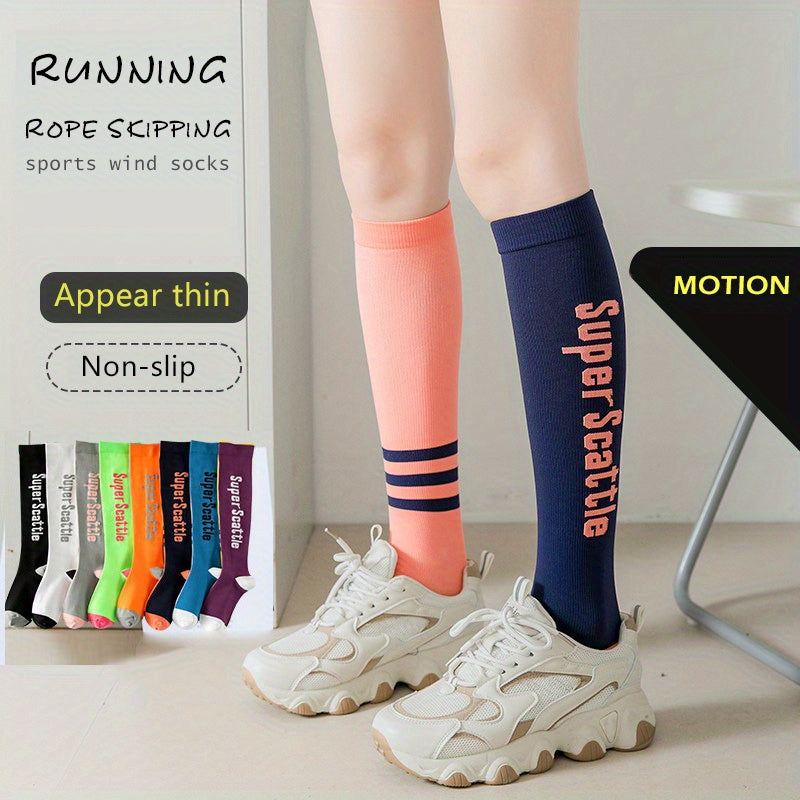 8 Pairs Letter Print Calf Socks All-match Knee High Socks Women Stockings
