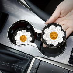Sunflower DIY Diamond Car Coasters, Set of 2