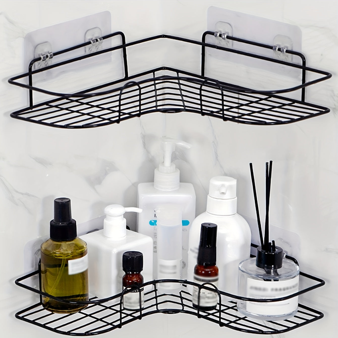 1pc Bathroom Shelf Shower Caddy Rack No Punching Triangle Storage Rack