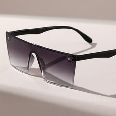 Flat Top Sunglasses Gradient Lens Rivet Decor Eyewear UV400