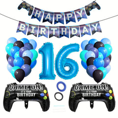 Video Game Party Birthday Decoration Set with Happy Birthday Banner