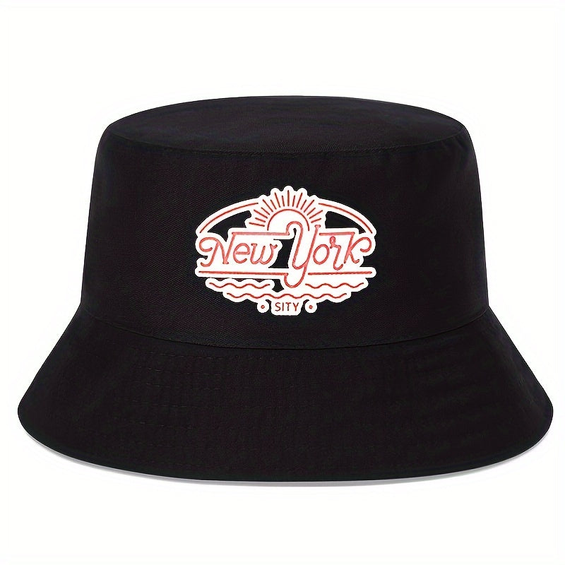 YORK Print Bucket Hat Lightweight Foldable Fisherman Cap For Women Men