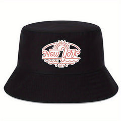 YORK Print Bucket Hat Lightweight Foldable Fisherman Cap For Women Men