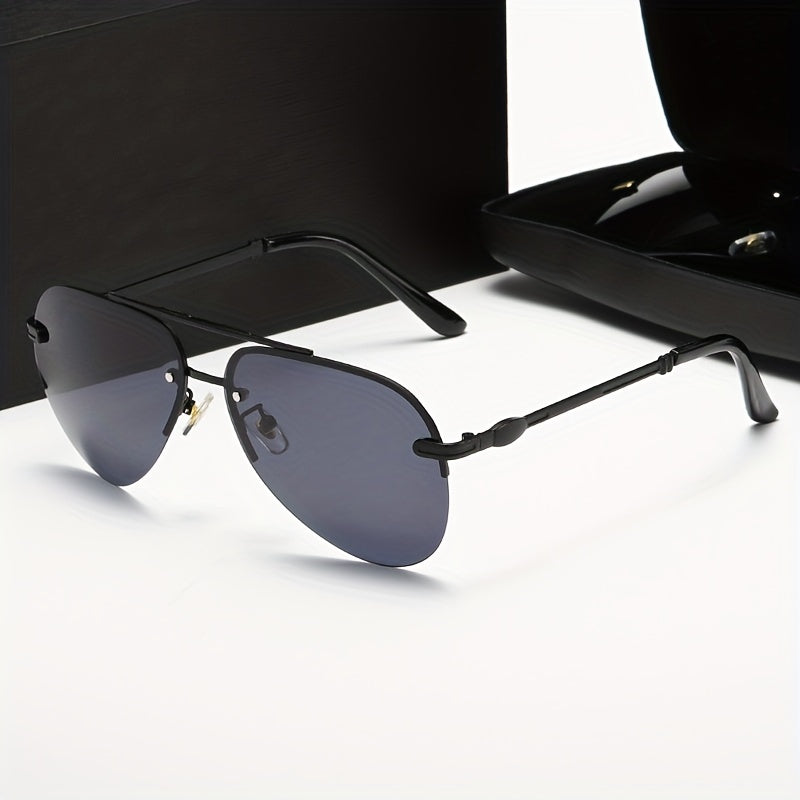 Men's Polarized Rimless Metal Sunglasses UV Protection