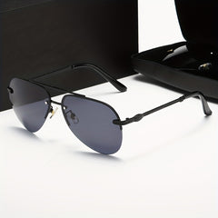 Men's Polarized Rimless Metal Sunglasses UV Protection