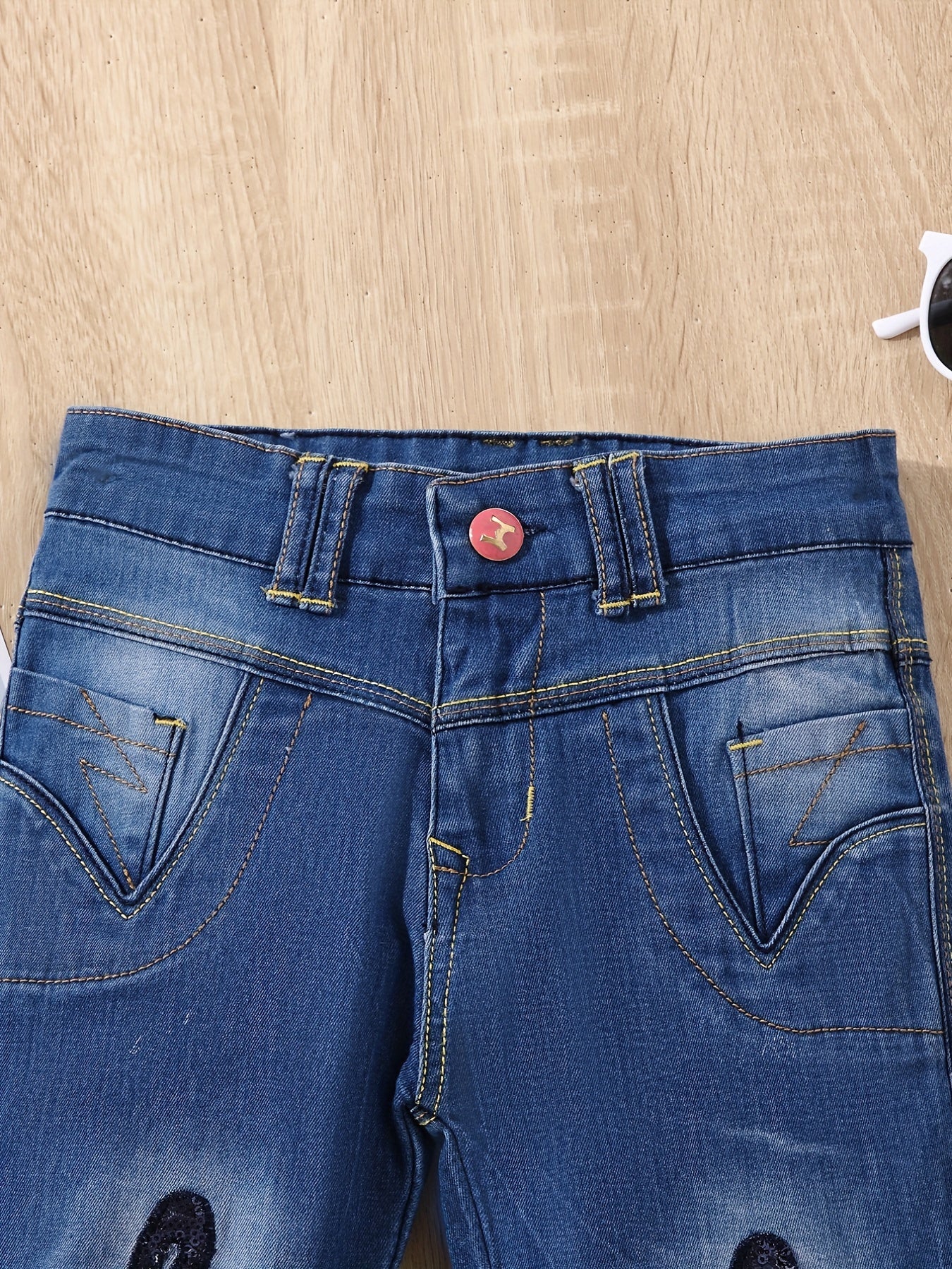 Girls' Embroidered Casual Jeans Denim Pants Street Outwear