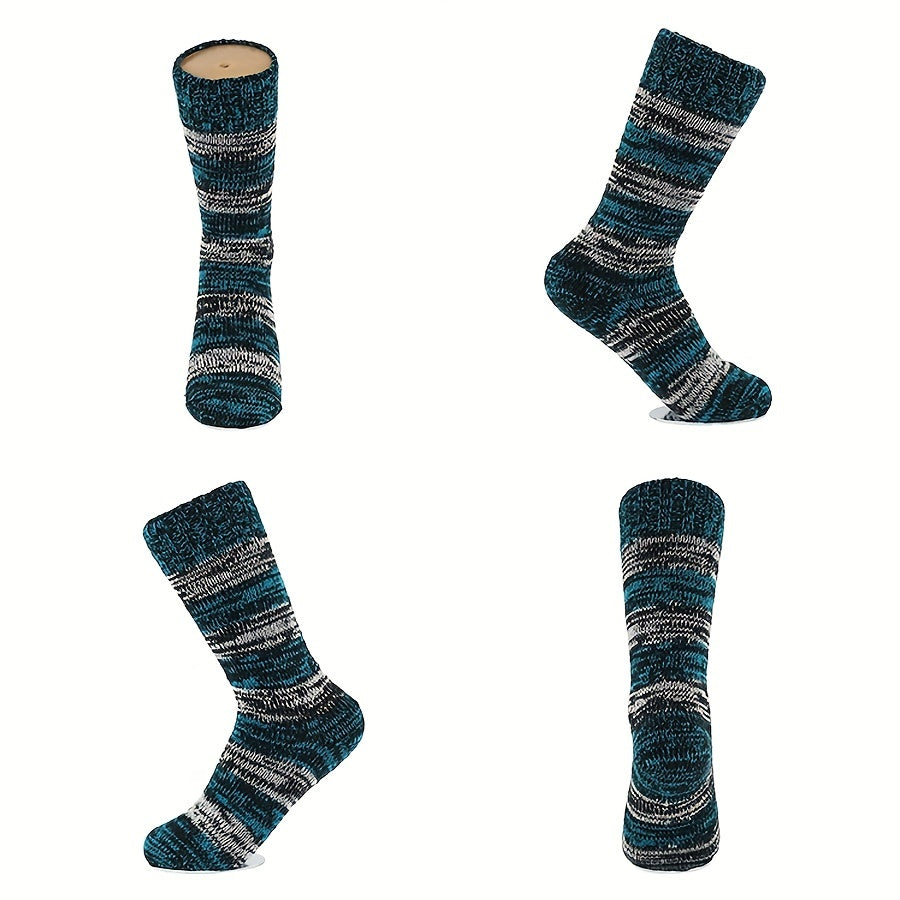2 Pairs Stripe Print Socks Warm Mid Tube Women's Stockings