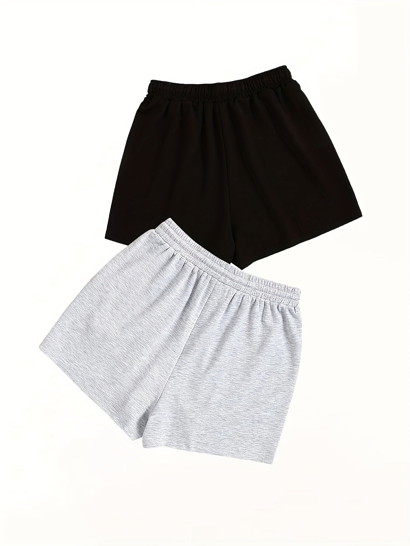 Mushroom Print Drawstring Shorts 2 Pack Women's Elastic Waist Shorts