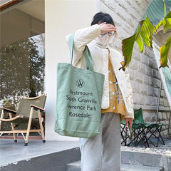 Large Capacity Letter Print Canvas Tote Bag