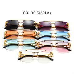 Leopard Retro Sunglasses for Men - Double Beam Frameless Cut Edge