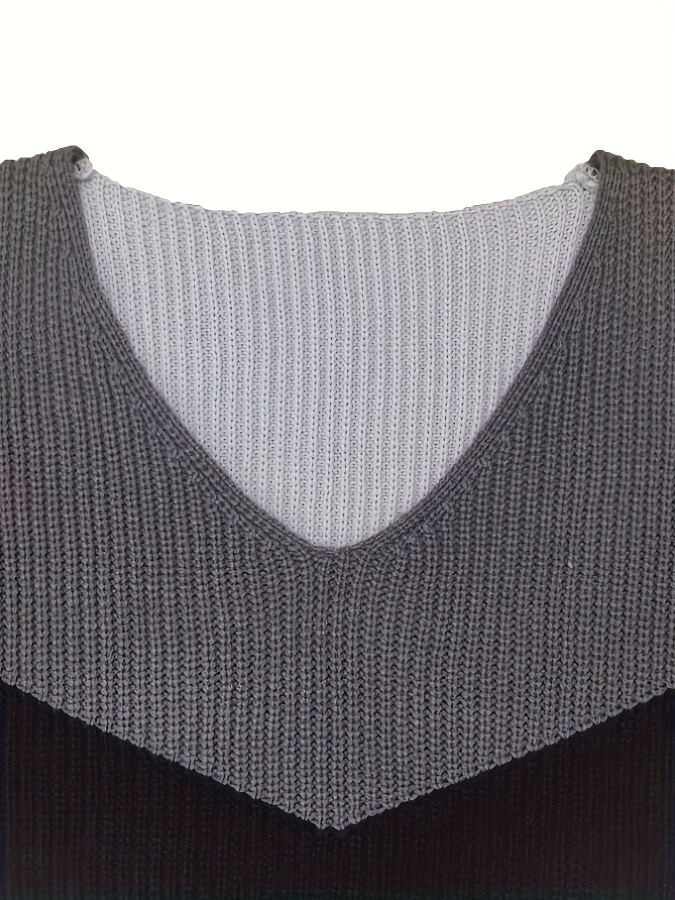  Colorblock V Neck Sweater