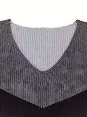  Colorblock V Neck Sweater
