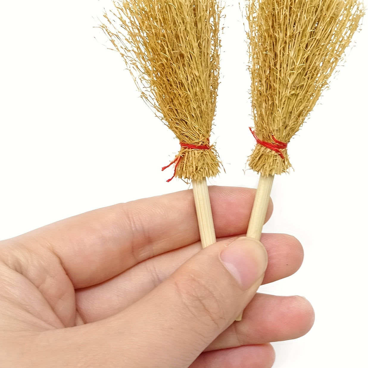 Mini Straw Brooms Halloween Decoration Witches Accessory
