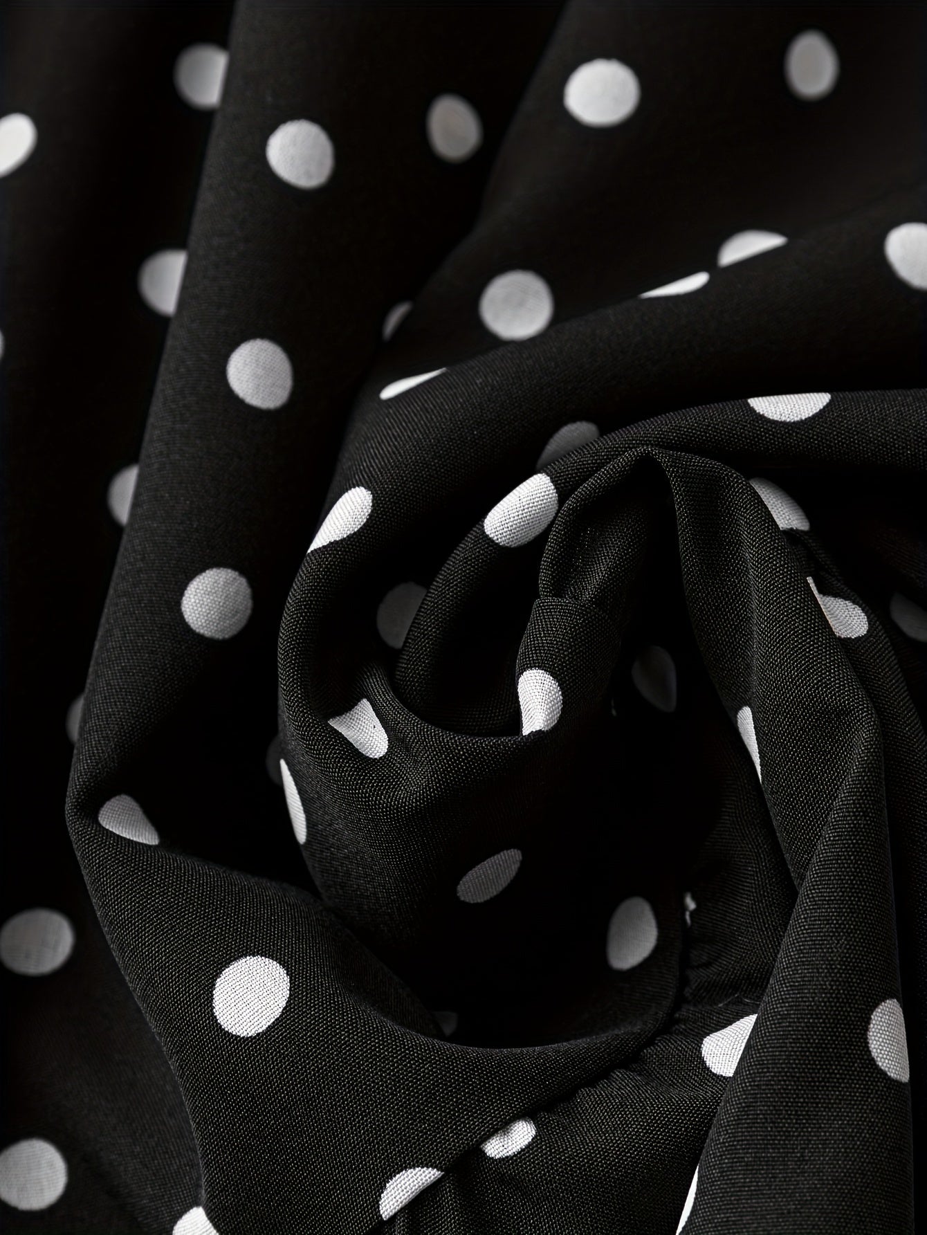  Polka Dot Long Sleeve Dress With Belt