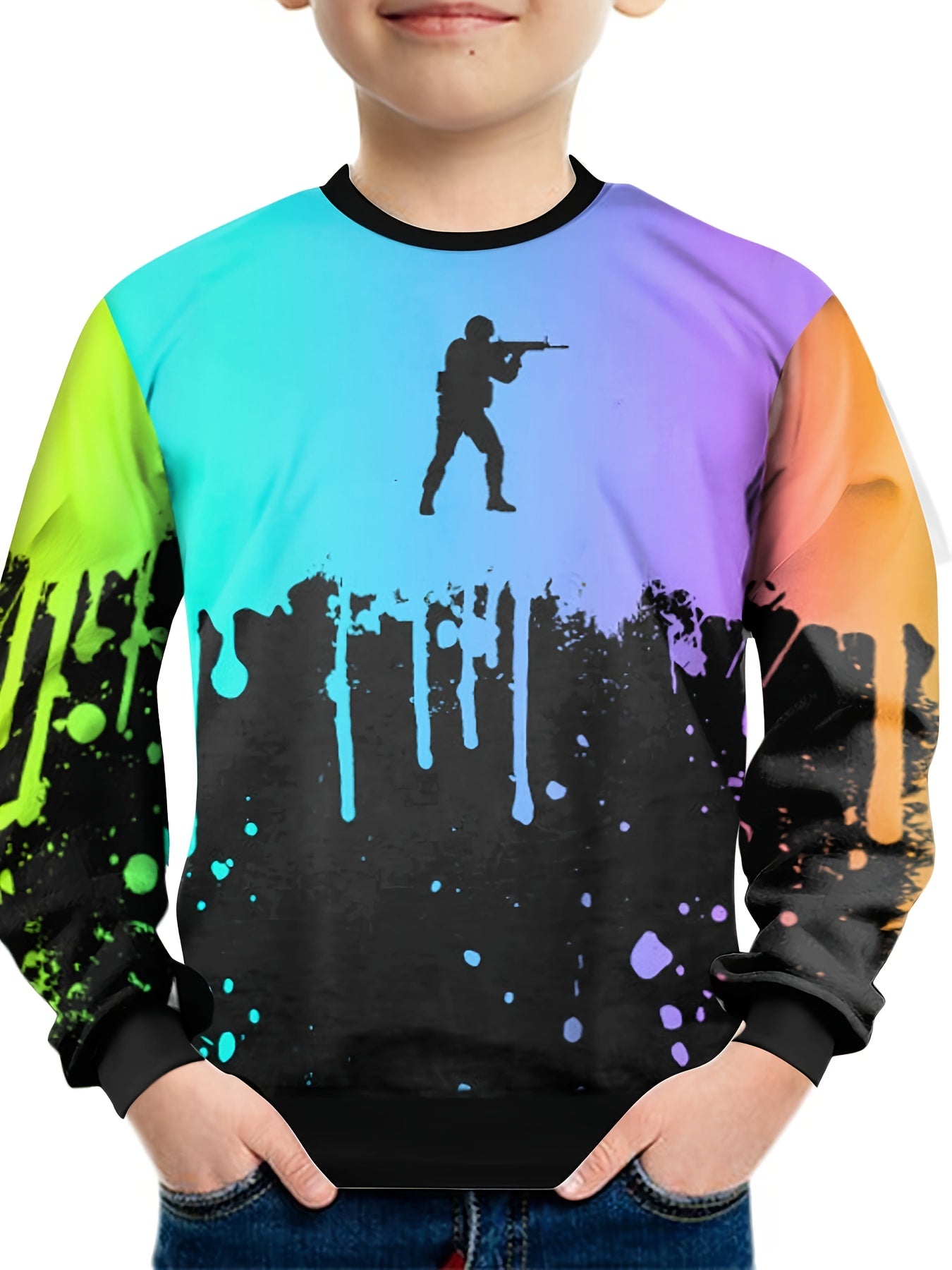 Cartoon Pattern Kids Sweatshirt Boy's Clothes Gift