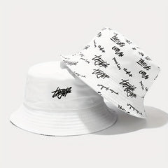 Sunshade Bucket Hat With Letter Printed Sun Hat For Daily Shopping