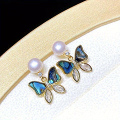 Freshwater Pearl Butterfly Stud Earrings Girls Gift
