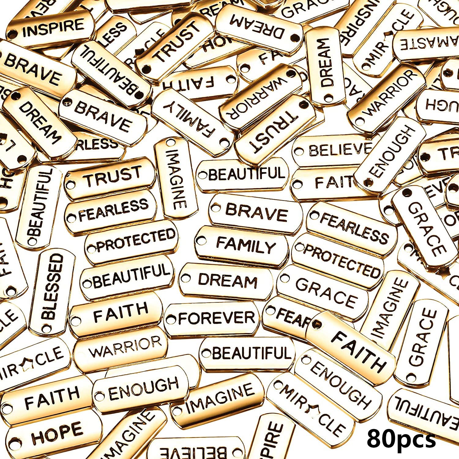 80pcs Word Charms Pendants for DIY Jewelry Making