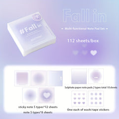 Functional Sticky Note Book Gradient Diary Set