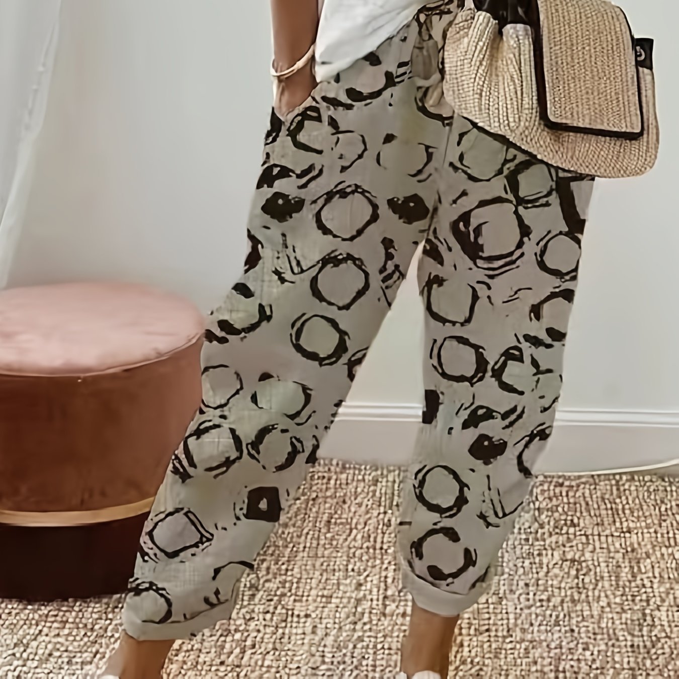  Polka Dot Drawstring Pants With Pockets
