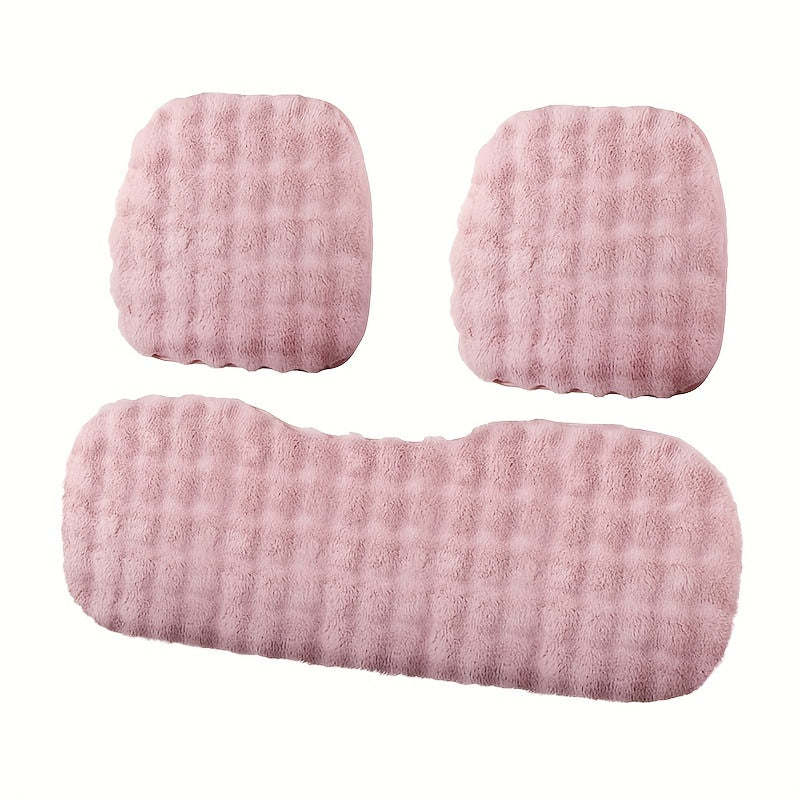 3pcs Plush Winter Warm Car Seat Cushion Set Non-slip Universal Seat Cushion