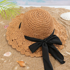 Vintage Ruffles Straw Sun Hat UPF50 Bucket Hat