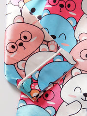 Kids 2pcs Bear Print Pajamas Button Front Long Sleeve Top & Pants Set