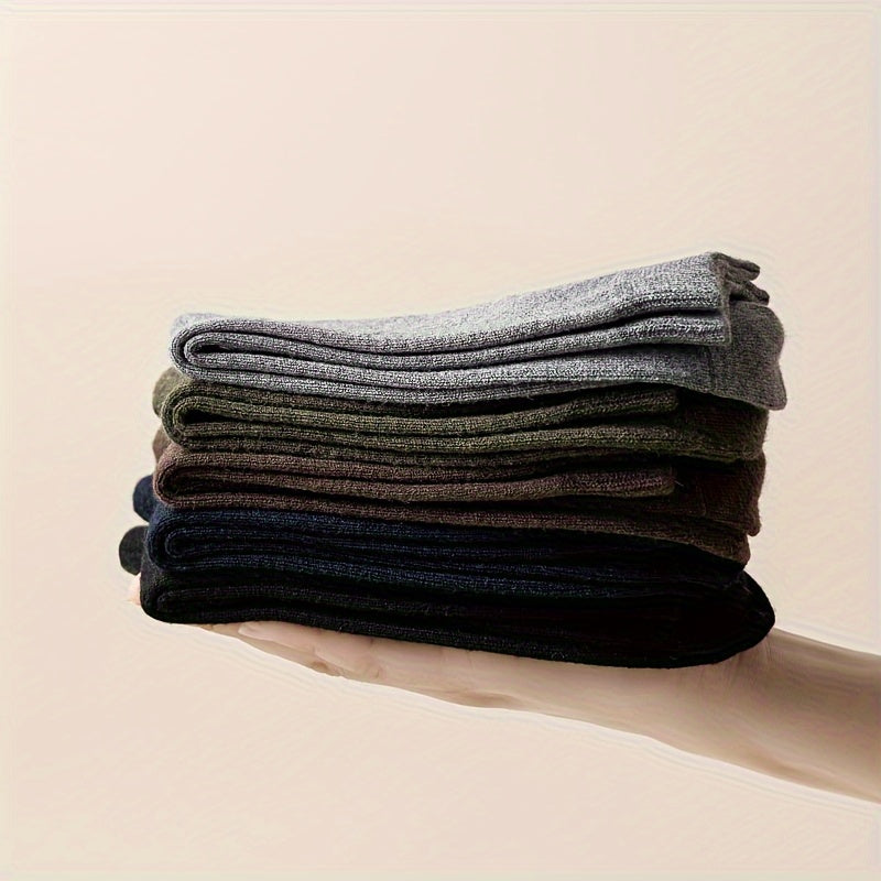 Men's Solid Crew Socks Warm Thermal Comfy Casual Unisex Socks