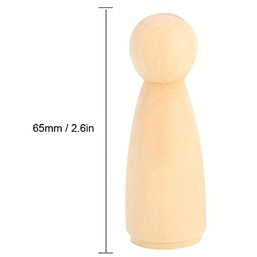 10pcs 65mm Wooden Peg Doll Bodies Unfinished People Shapes Angel Dolls DIY Craft