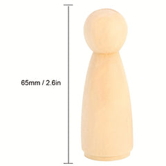 10pcs 65mm Wooden Peg Doll Bodies Unfinished People Shapes Angel Dolls DIY Craft